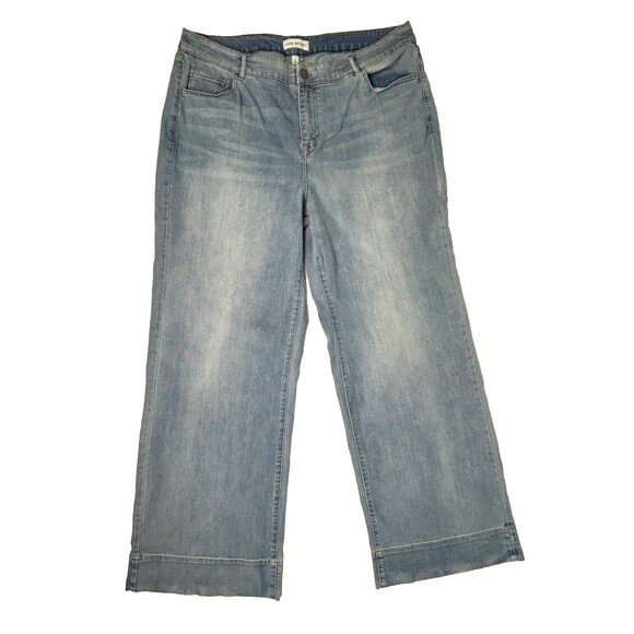 Lane Bryant Mid Rise Wide Leg Crop Jeans Signature Fit Flex Magic Waist 16 Long - Picture 1 of 12